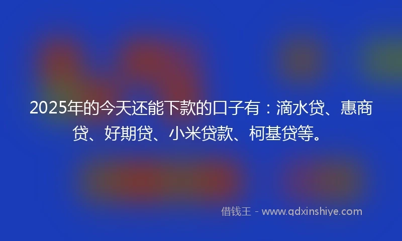2025年的今天还能下款的口子有：滴水贷、惠商贷、好期贷、小米贷款、柯基贷等。