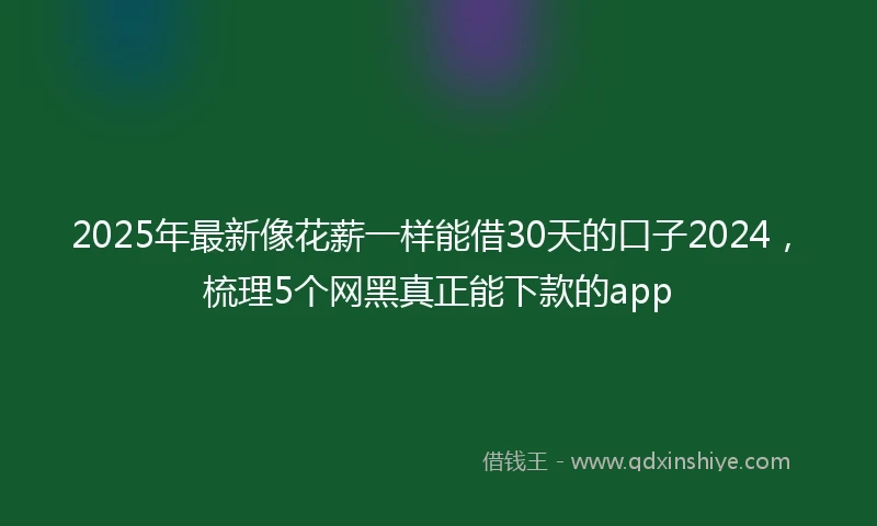 2025年最新像花薪一样能借30天的口子2024，梳理5个网黑真正能下款的app