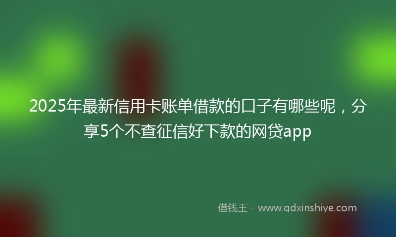 2025年最新信用卡账单借款的口子有哪些呢，分享5个不查征信好下款的网贷app