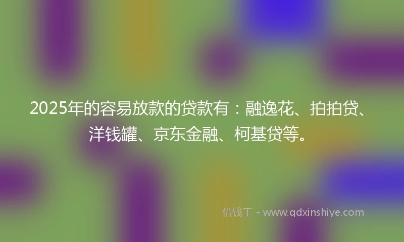 2025年的容易放款的贷款有：融逸花、拍拍贷、洋钱罐、京东金融、柯基贷等。