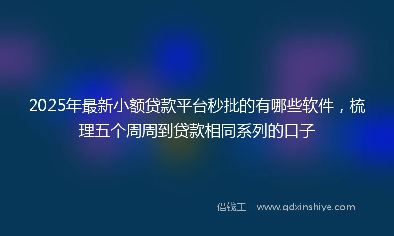 2025年最新小额贷款平台秒批的有哪些软件，梳理五个周周到贷款相同系列的口子
