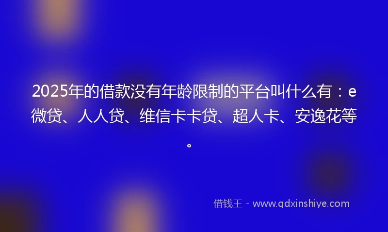 2025年的借款没有年龄限制的平台叫什么有：e微贷、人人贷、维信卡卡贷、超人卡、安逸花等。