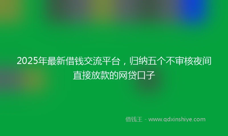 2025年最新借钱交流平台，归纳五个不审核夜间直接放款的网贷口子