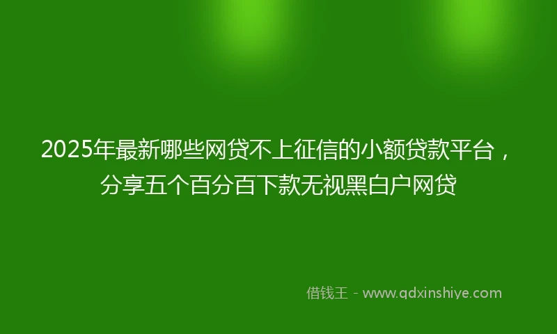 2025年最新哪些网贷不上征信的小额贷款平台，分享五个百分百下款无视黑白户网贷