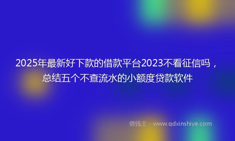 2025年最新好下款的借款平台2023不看征信吗，总结五个不查流水的小额度贷款软件