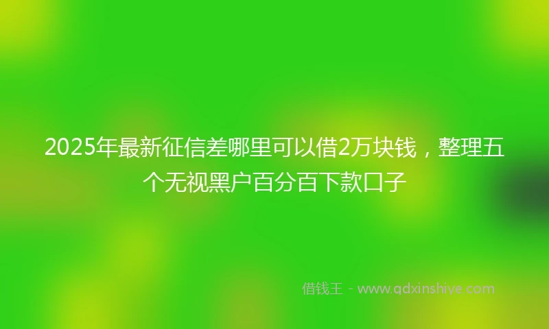 2025年最新征信差哪里可以借2万块钱，整理五个无视黑户百分百下款口子