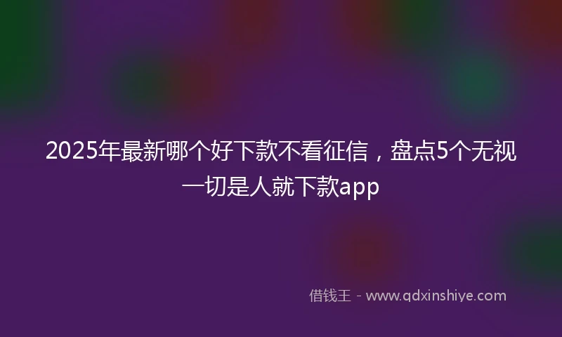 2025年最新哪个好下款不看征信，盘点5个无视一切是人就下款app