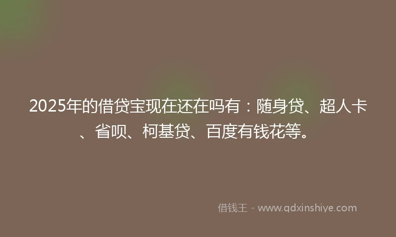 2025年的借贷宝现在还在吗有：随身贷、超人卡、省呗、柯基贷、百度有钱花等。