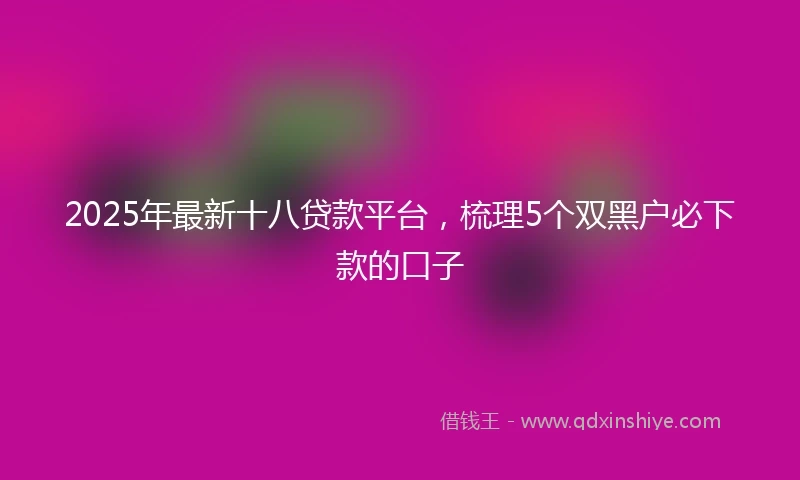2025年最新十八贷款平台，梳理5个双黑户必下款的口子