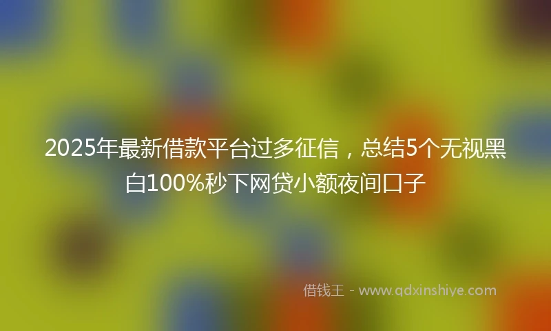 2025年最新借款平台过多征信，总结5个无视黑白100%秒下网贷小额夜间口子