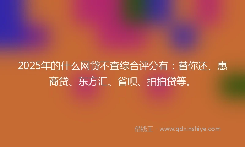 2025年的什么网贷不查综合评分有：替你还、惠商贷、东方汇、省呗、拍拍贷等。