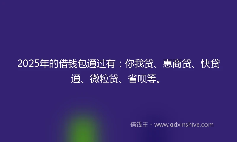 2025年的借钱包通过有：你我贷、惠商贷、快贷通、微粒贷、省呗等。