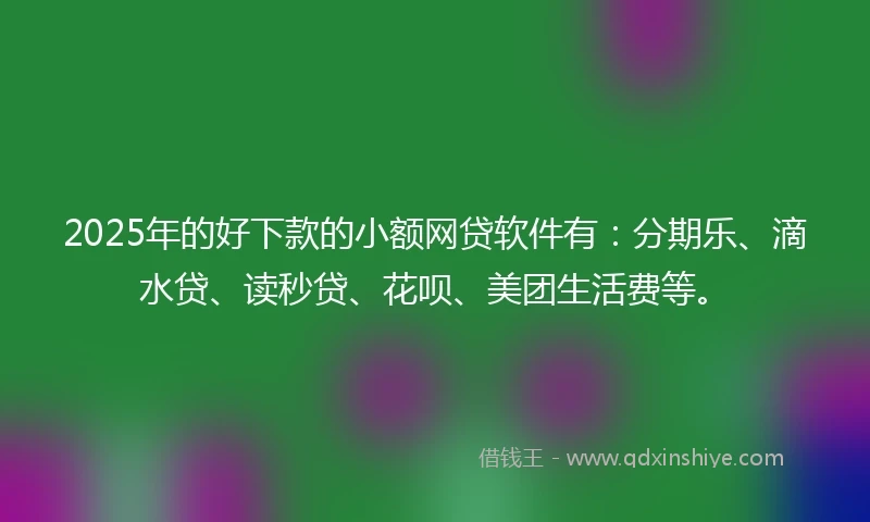 2025年的好下款的小额网贷软件有：分期乐、滴水贷、读秒贷、花呗、美团生活费等。