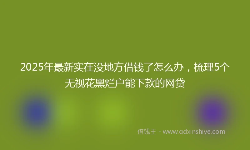 2025年最新实在没地方借钱了怎么办，梳理5个无视花黑烂户能下款的网贷