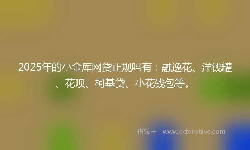 2025年的小金库网贷正规吗有：融逸花、洋钱罐、花呗、柯基贷、小花钱包等。