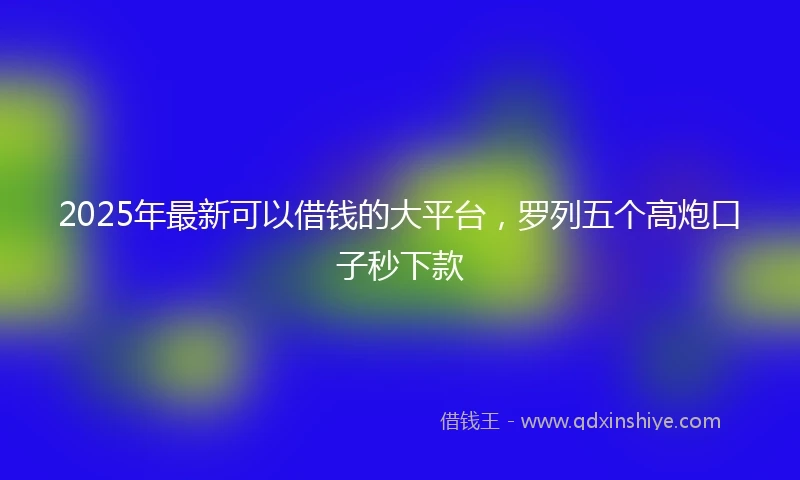 2025年最新可以借钱的大平台，罗列五个高炮口子秒下款