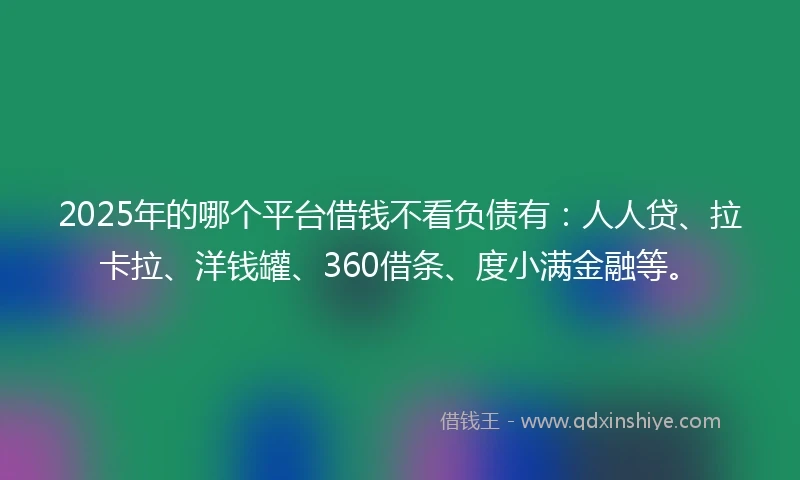 2025年的哪个平台借钱不看负债有：人人贷、拉卡拉、洋钱罐、360借条、度小满金融等。
