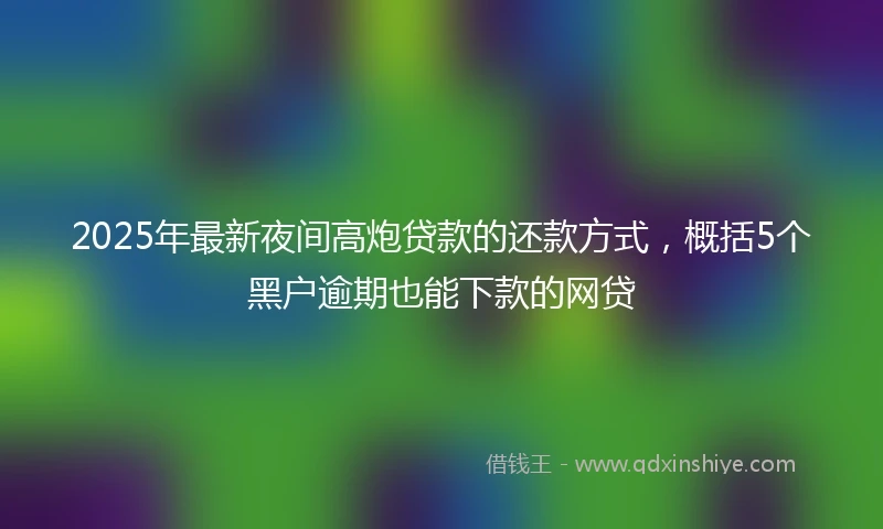 2025年最新夜间高炮贷款的还款方式，概括5个黑户逾期也能下款的网贷