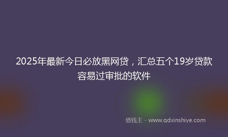 2025年最新今日必放黑网贷，汇总五个19岁贷款容易过审批的软件