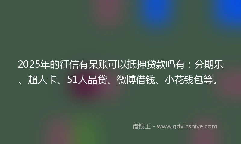 2025年的征信有呆账可以抵押贷款吗有：分期乐、超人卡、51人品贷、微博借钱、小花钱包等。
