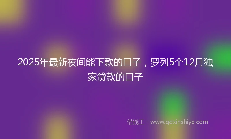 2025年最新夜间能下款的口子，罗列5个12月独家贷款的口子