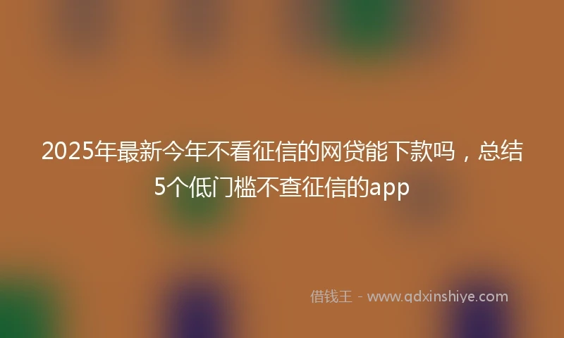 2025年最新今年不看征信的网贷能下款吗，总结5个低门槛不查征信的app
