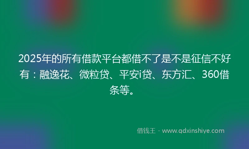 2025年的所有借款平台都借不了是不是征信不好有：融逸花、微粒贷、平安i贷、东方汇、360借条等。