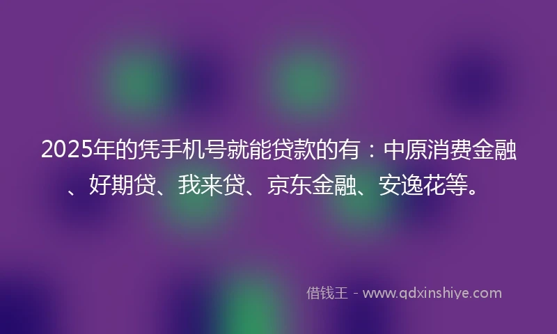 2025年的凭手机号就能贷款的有：中原消费金融、好期贷、我来贷、京东金融、安逸花等。