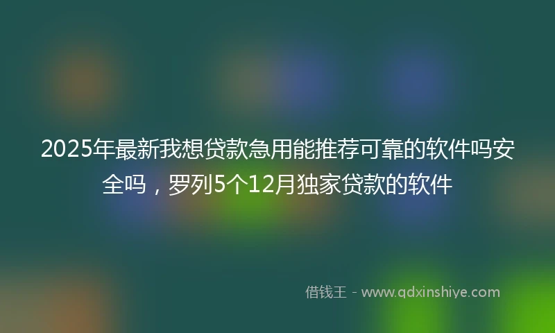2025年最新我想贷款急用能推荐可靠的软件吗安全吗，罗列5个12月独家贷款的软件
