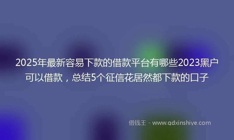 2025年最新容易下款的借款平台有哪些2023黑户可以借款，总结5个征信花居然都下款的口子