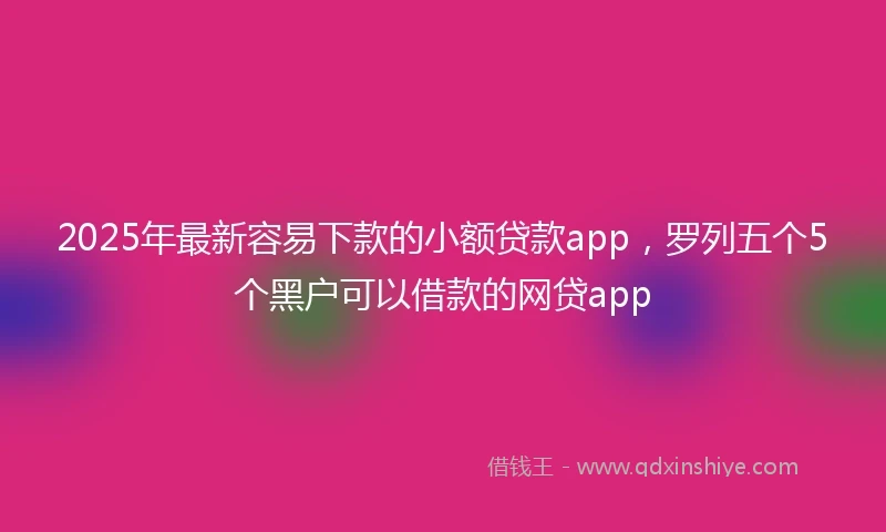 2025年最新容易下款的小额贷款app，罗列五个5个黑户可以借款的网贷app
