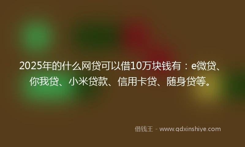 2025年的什么网贷可以借10万块钱有：e微贷、你我贷、小米贷款、信用卡贷、随身贷等。