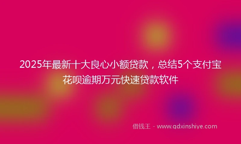 2025年最新十大良心小额贷款，总结5个支付宝花呗逾期万元快速贷款软件
