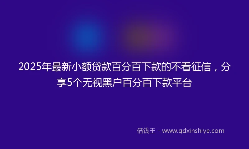2025年最新小额贷款百分百下款的不看征信，分享5个无视黑户百分百下款平台
