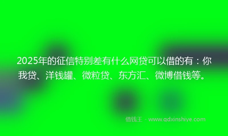 2025年的征信特别差有什么网贷可以借的有：你我贷、洋钱罐、微粒贷、东方汇、微博借钱等。