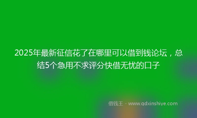 2025年最新征信花了在哪里可以借到钱论坛，总结5个急用不求评分快借无忧的口子