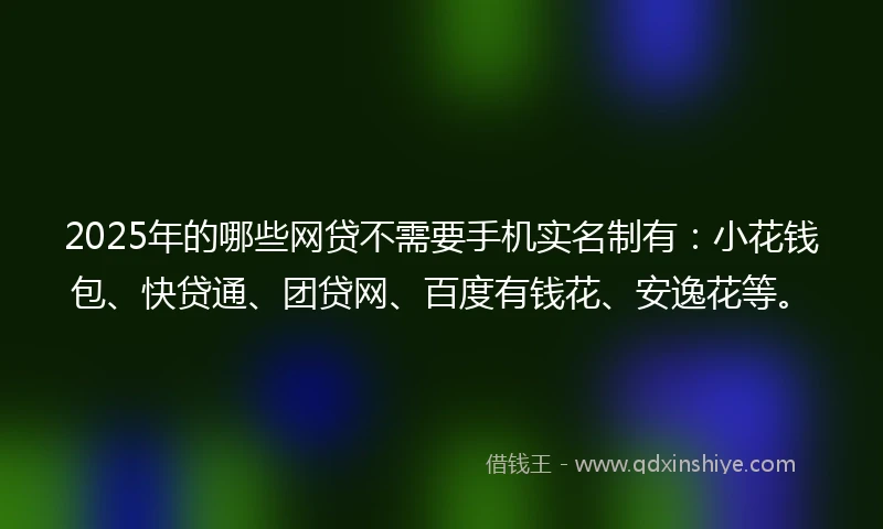 2025年的哪些网贷不需要手机实名制有：小花钱包、快贷通、团贷网、百度有钱花、安逸花等。