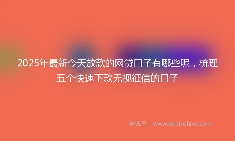 2025年最新今天放款的网贷口子有哪些呢，梳理五个快速下款无视征信的口子
