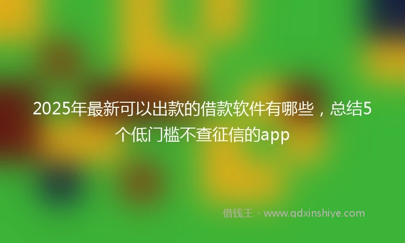 2025年最新可以出款的借款软件有哪些，总结5个低门槛不查征信的app