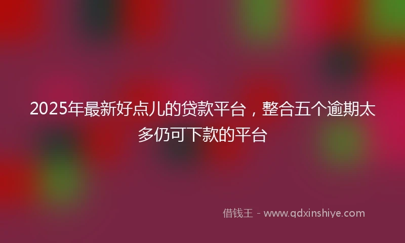 2025年最新好点儿的贷款平台，整合五个逾期太多仍可下款的平台