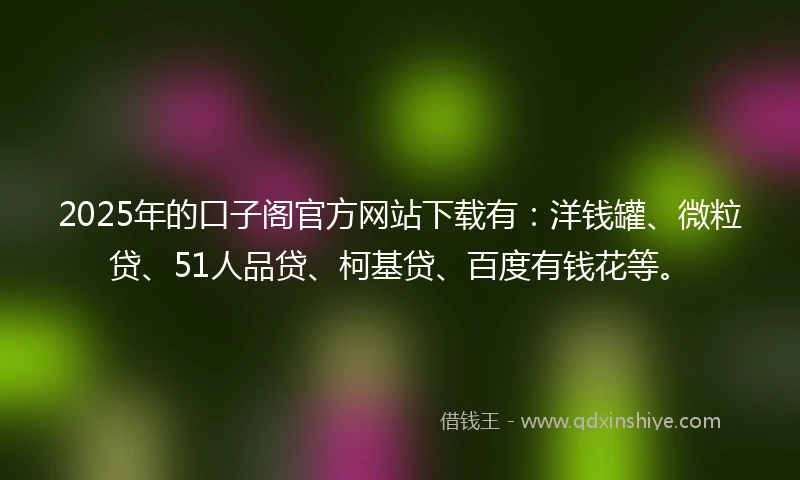 2025年的口子阁官方网站下载有：洋钱罐、微粒贷、51人品贷、柯基贷、百度有钱花等。
