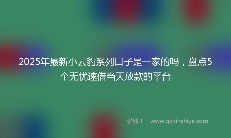 2025年最新小云豹系列口子是一家的吗，盘点5个无忧速借当天放款的平台