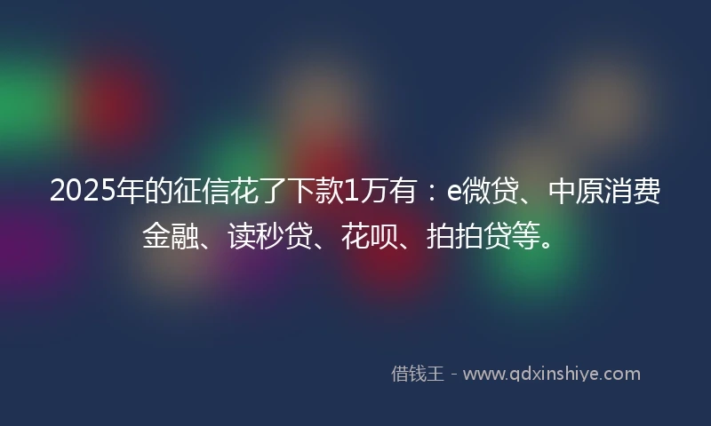 2025年的征信花了下款1万有：e微贷、中原消费金融、读秒贷、花呗、拍拍贷等。