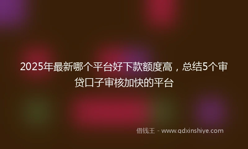 2025年最新哪个平台好下款额度高，总结5个审贷口子审核加快的平台