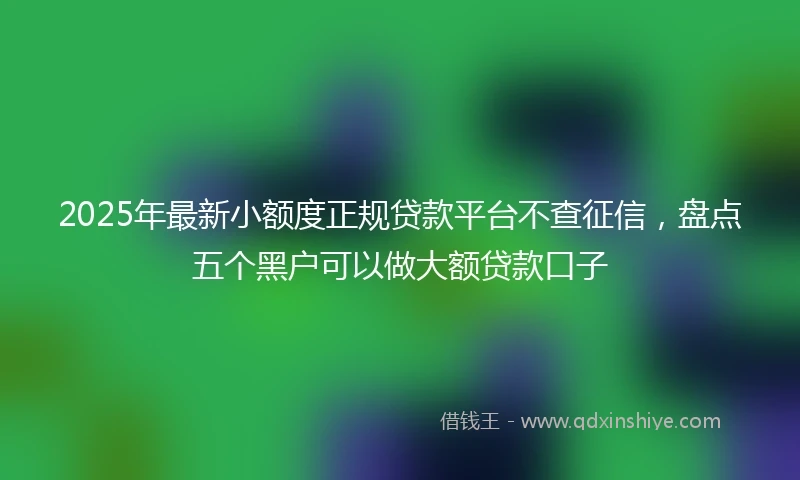 2025年最新小额度正规贷款平台不查征信，盘点五个黑户可以做大额贷款口子