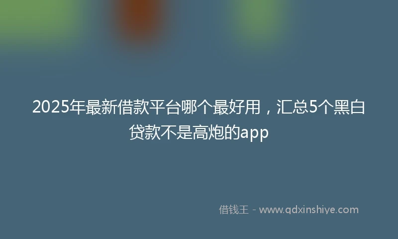 2025年最新借款平台哪个最好用，汇总5个黑白贷款不是高炮的app