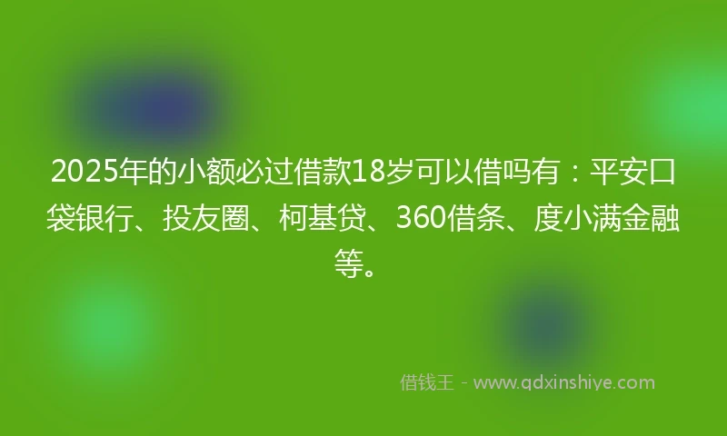 2025年的小额必过借款18岁可以借吗有：平安口袋银行、投友圈、柯基贷、360借条、度小满金融等。