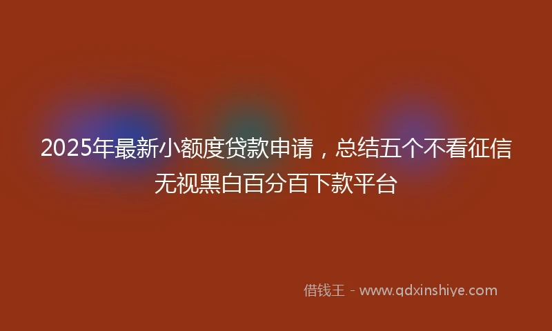 2025年最新小额度贷款申请，总结五个不看征信无视黑白百分百下款平台