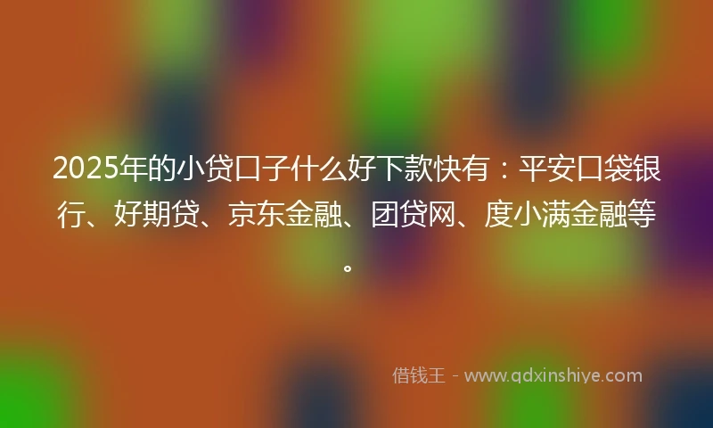 2025年的小贷口子什么好下款快有：平安口袋银行、好期贷、京东金融、团贷网、度小满金融等。