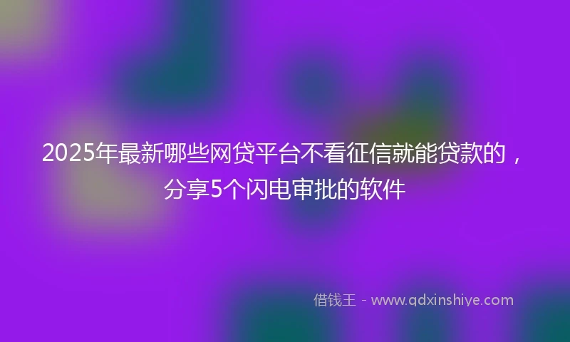 2025年最新哪些网贷平台不看征信就能贷款的，分享5个闪电审批的软件